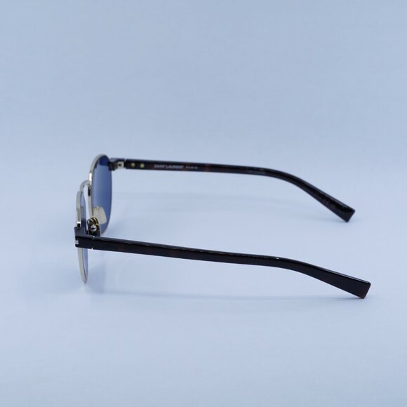 Saint Laurent SL707 004 Sunglasses Gold/Havana Round Frame, Blue Lenses - Picture 6 of 11